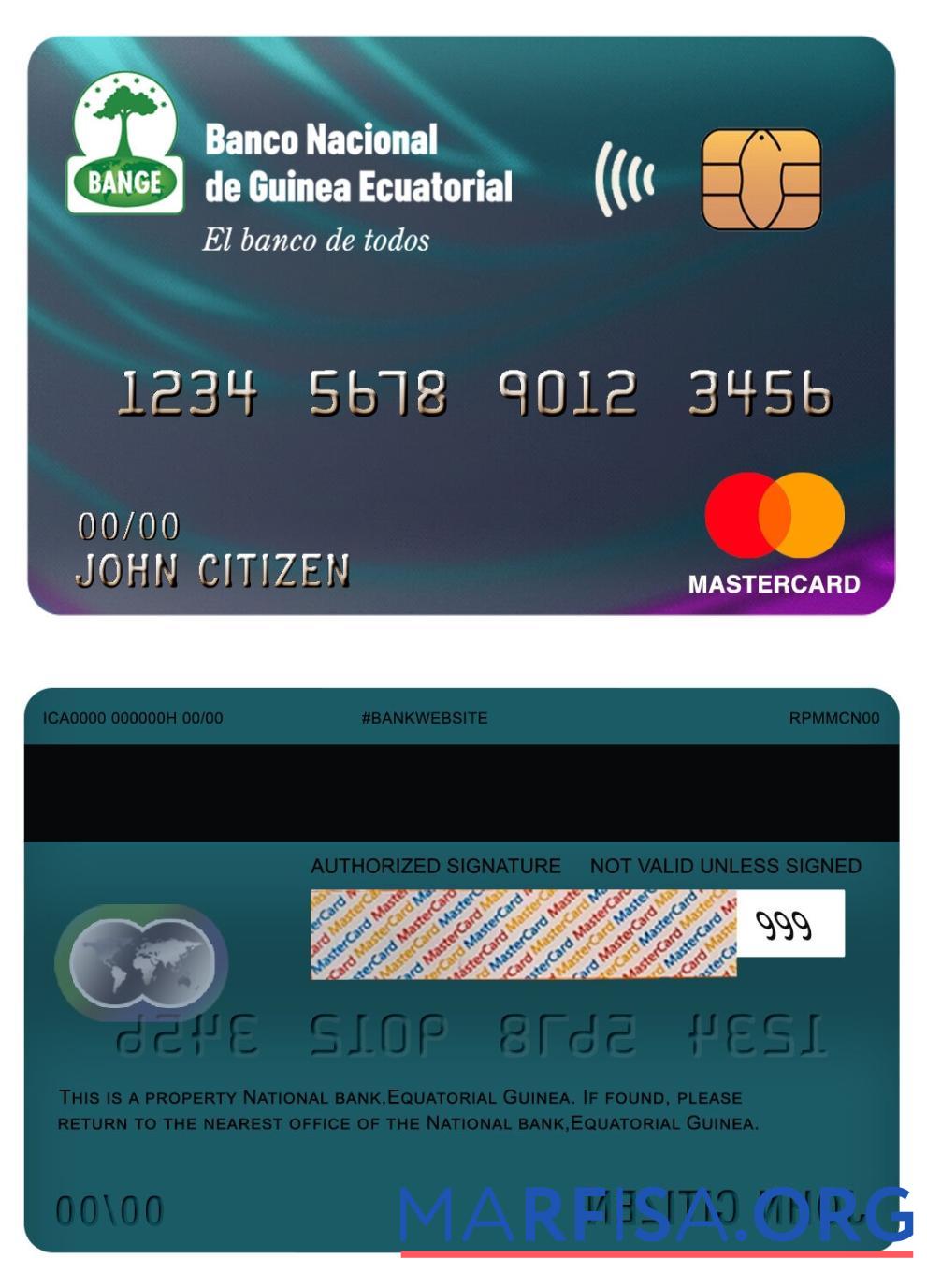 Printable Equatorial Guinea National bank mastercard download for verification